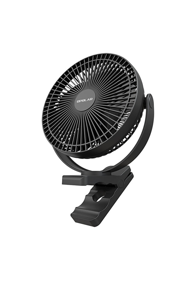 Black 10000mAh OPOLAR Rechargeable 8inch Clip Fan Strong Silent Wind Mini USB Fan Sturdy Clamp for B