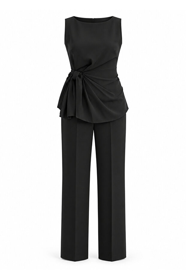 Design Detailed Crepe Fabric Blouse and Pants Set