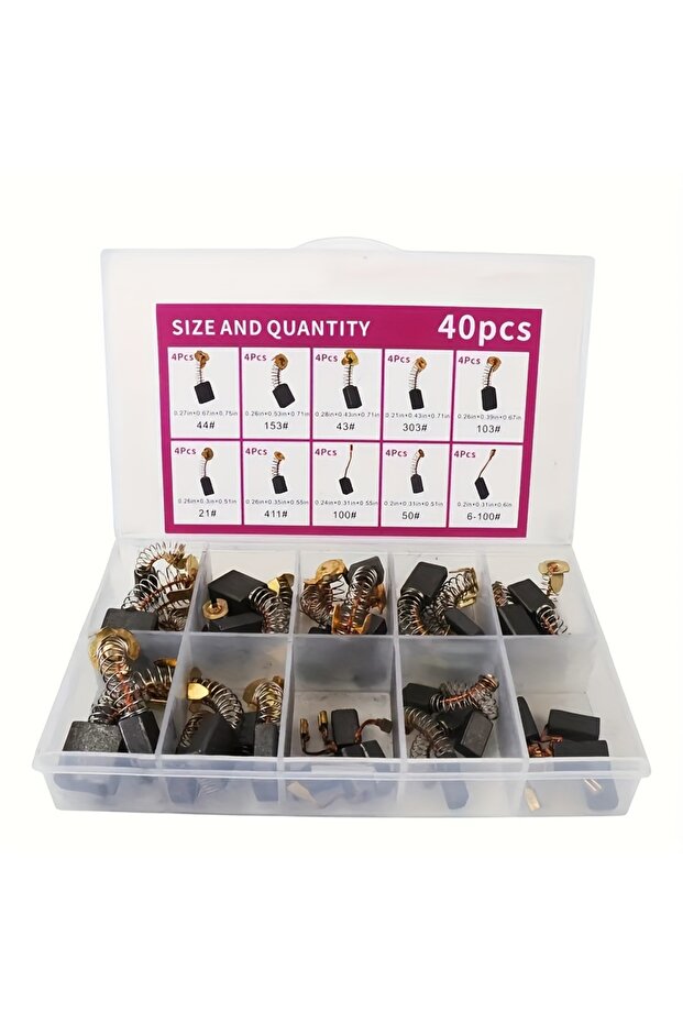 40pcs 40Pcs Carbon Brush Set, 10 Different Models, 4Pcs of Each Model, Suitable for Repair of Electr