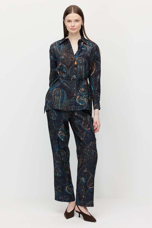 Women's Patterned Wide Cut Trousers