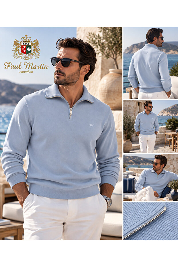 Pms1002 Thessaloniki Knitted Half Zipper Men's Sweatshirt
