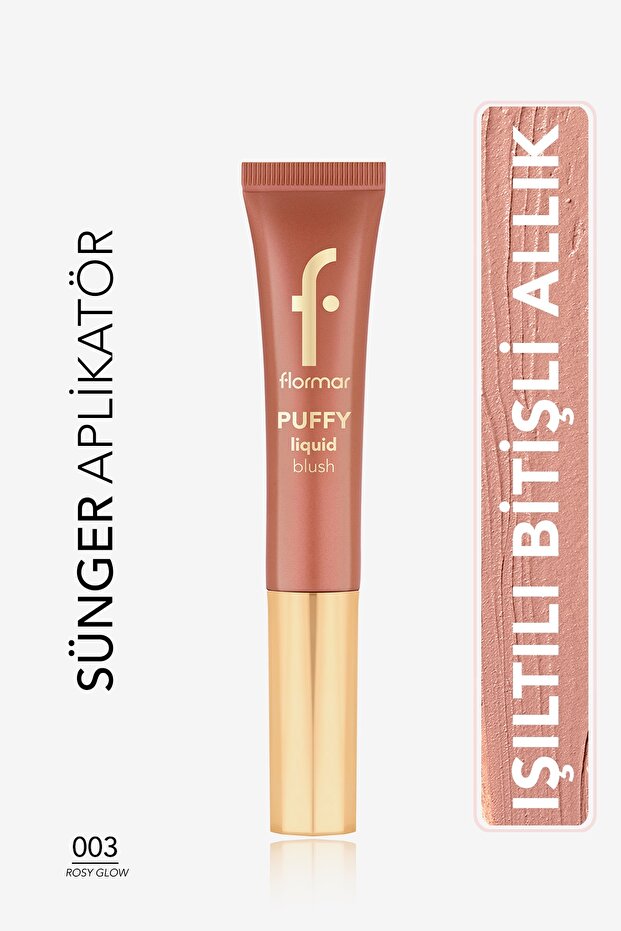 Puffy Moisturizing Effect & Shiny Finish Liquid Blush with Sponge Applicator-003 Rosy Glow-8682536093903