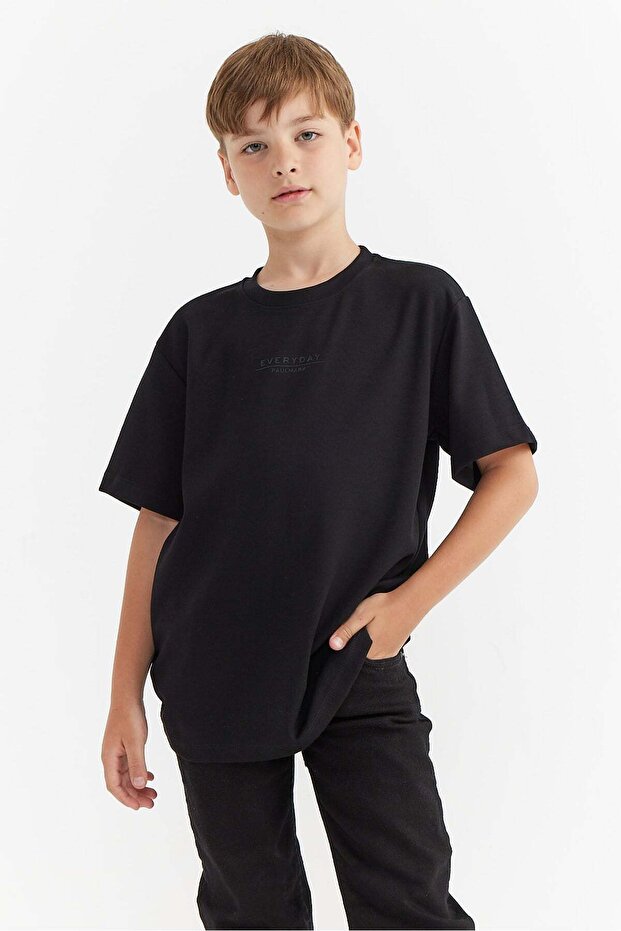 Boy's T-Shirt with Embossed Lettering Print Detail