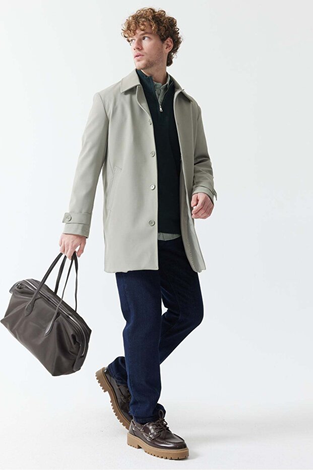 Men's Shirt Collar Trench Coat