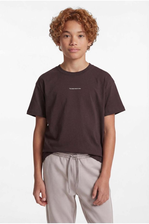 Boy's Text Printed Oversize Basic T-Shirt