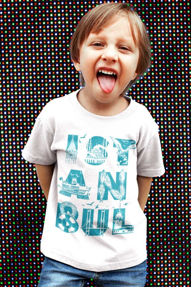 Istanbul Letters White Short Sleeve Girls Boys Unisex Children's T-Shirt