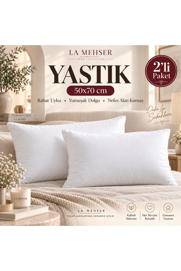 2-Piece 50X70 Bead Silicone Filled Hotel Type Non-Collapsing Sleeping Pillow