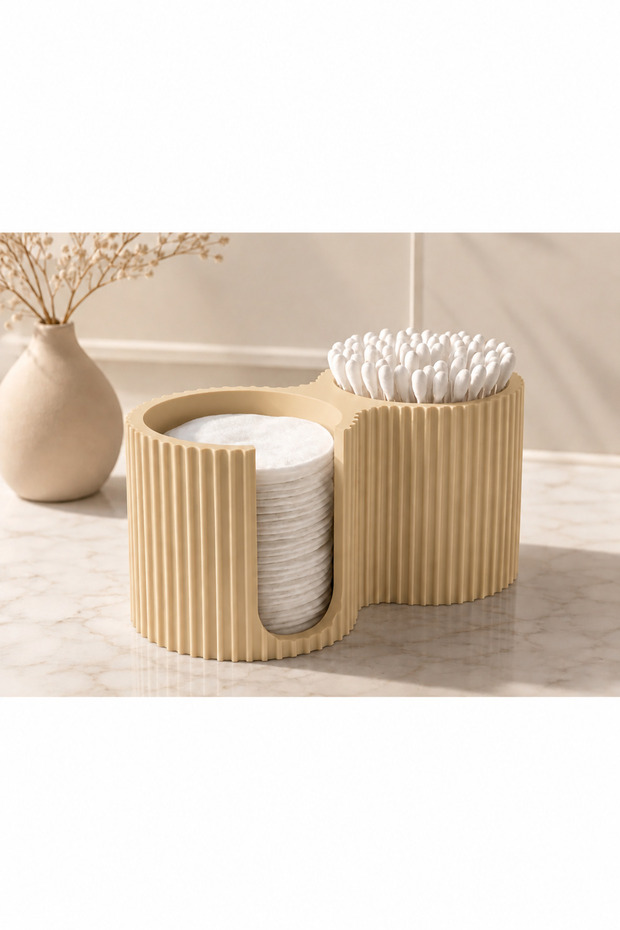 2-Compartment Makeup and Cotton Organizer – Cotton Swab and Cotton Pad Holder