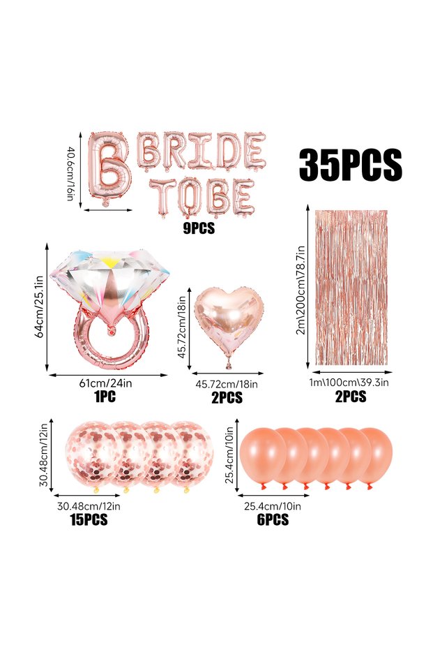 Other 37pcs Bridal Party 37pcsBe a Bride Banner Rose Gold Ring Champagne Balloons Bridal Shower Ball