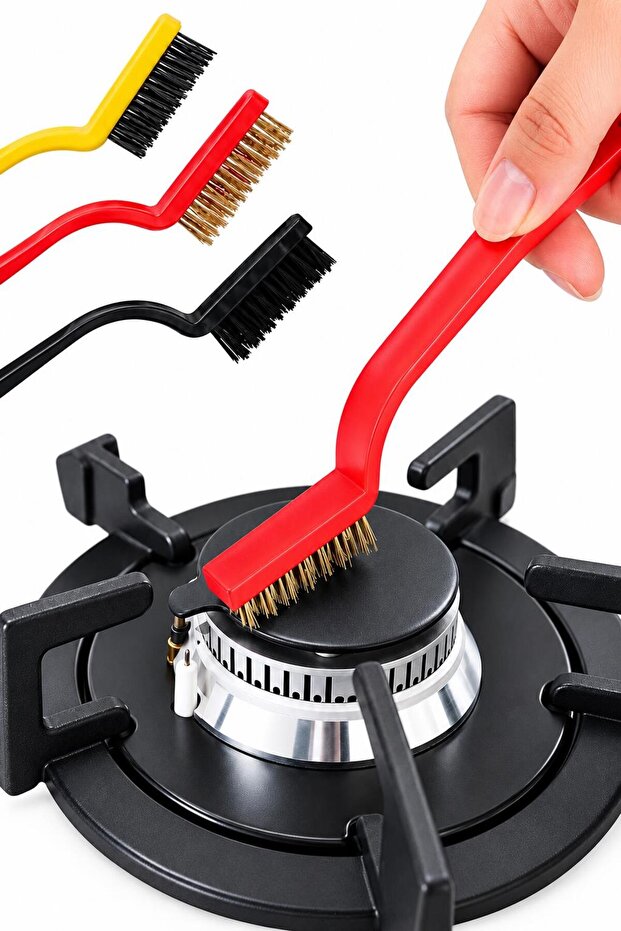 3 Pieces Wire Brush Copper Plastic Iron Brush Detailed Cleaning Set Multi-Purpose Cooker Cleaning