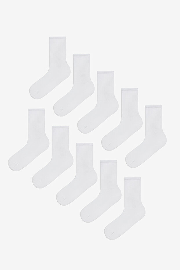 Men's Marsmelov Basic White 10 Pairs of Socks