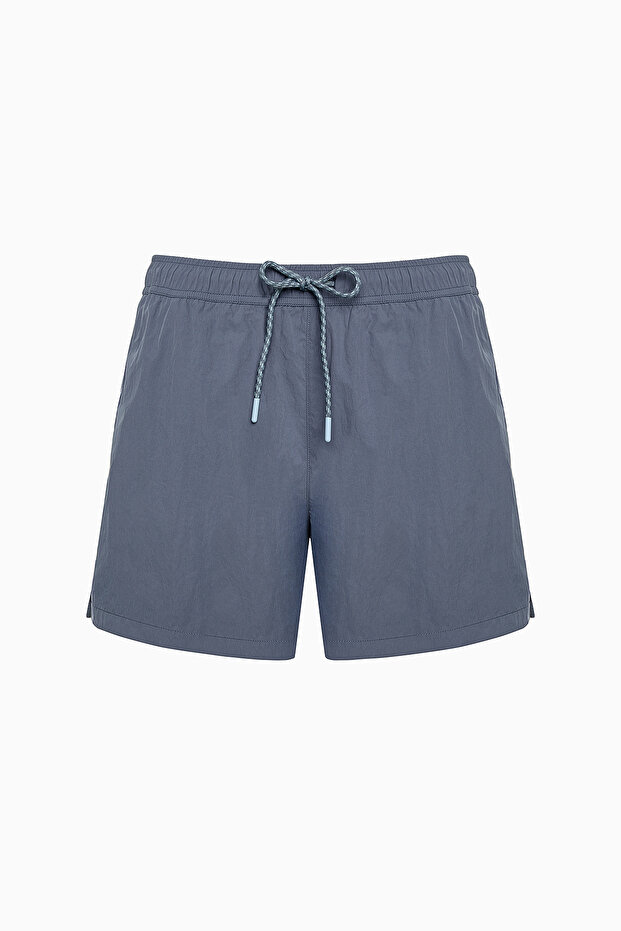 Gray Stripe Detailed Striped Men's Swim Shorts