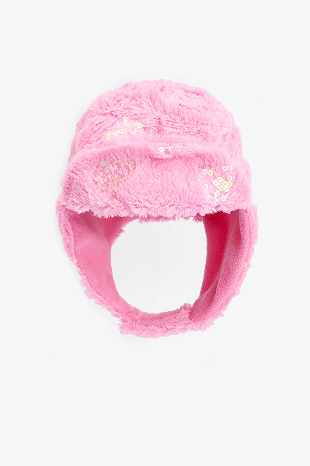Pink Girl's Mia Sequined Soft Textured Beret