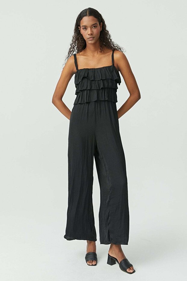 Women's Rope Strap Ruffle Detailed Jumpsuit