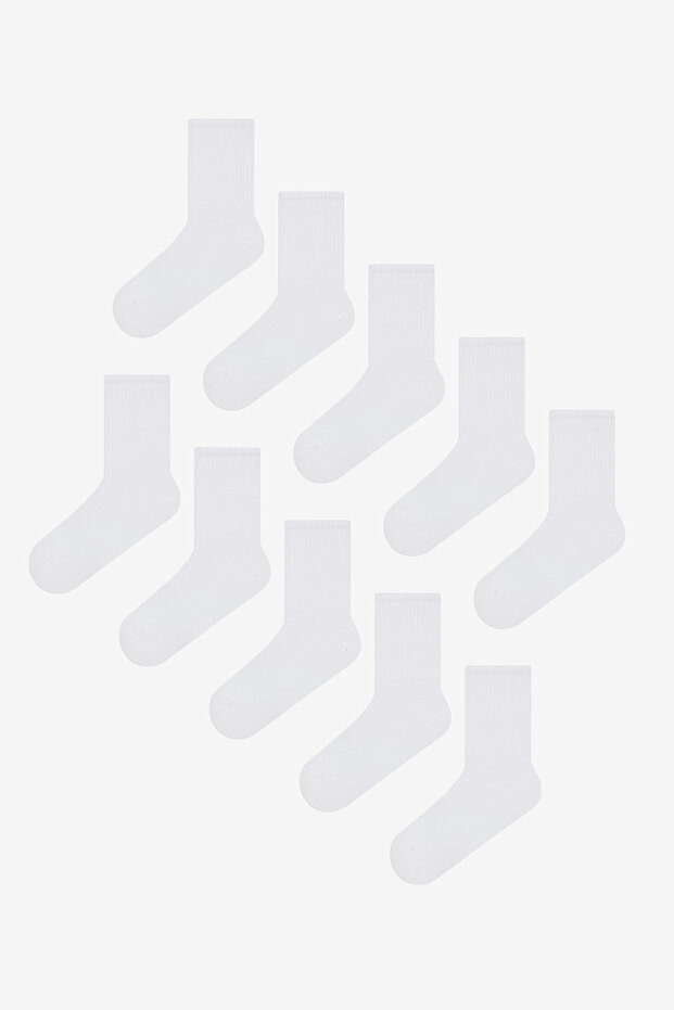 Men's Basic White 10-Piece Socks