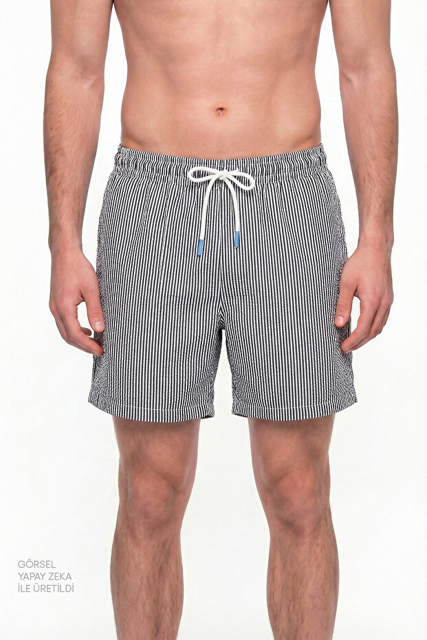 Men's Indigo Navy Tissue Striped Shorts