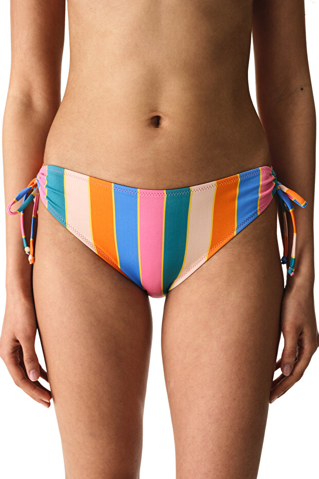Katelyn Ring Striped Mid-Waist Bikini Bottom