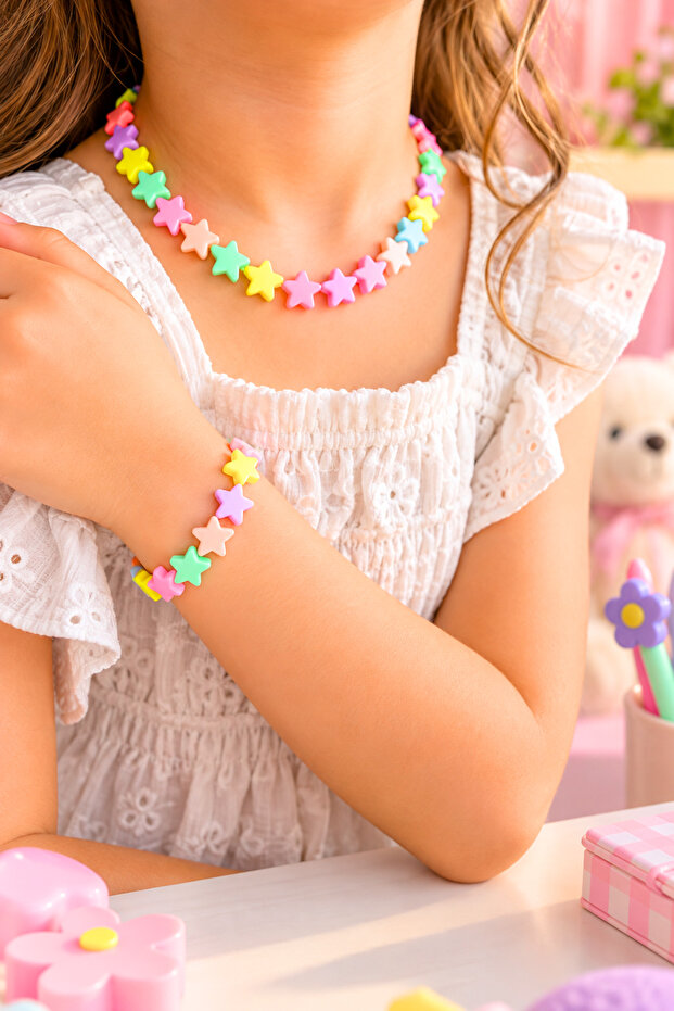 Girl's Necklace Bracelet Star Bead Set