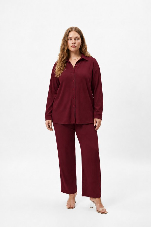 Shirt Collar Wrinkle Fabric 2-Piece Set
