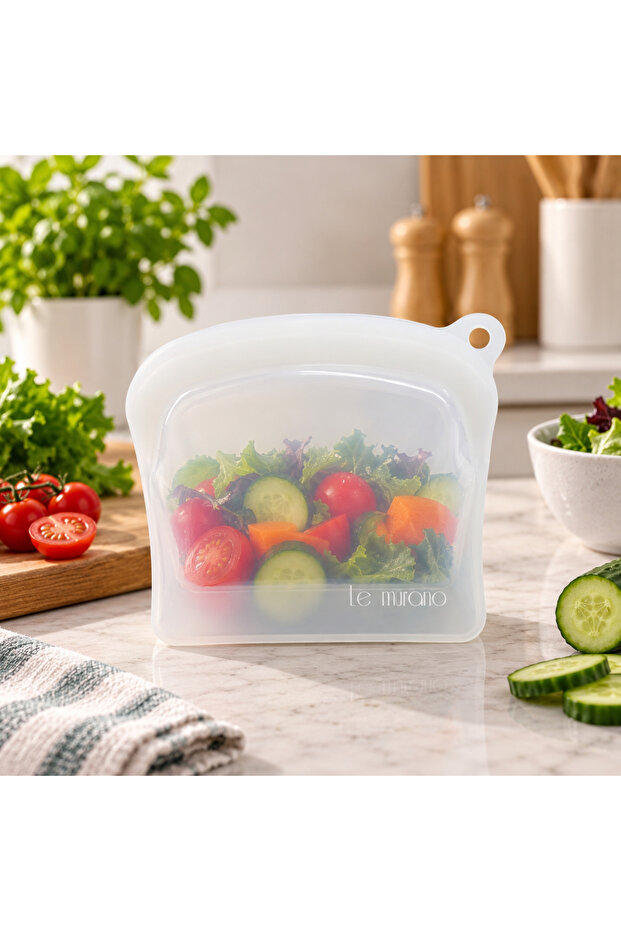 Sheer 300 ml Air and Liquid Leak-Proof Ziplock Silicone Storage Bag, 100% Platinum Silicone, Bpa Free, Microwave and Freezer Safe, Reusable Food Storage Bag, Lm0003/24