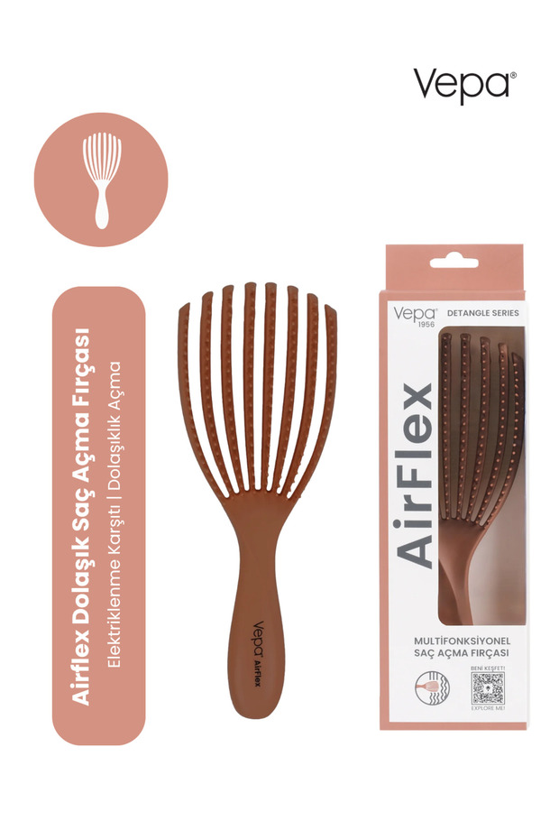 Airflex Multifunctional Detangling Hairbrush - Anti-Frizz - Moka