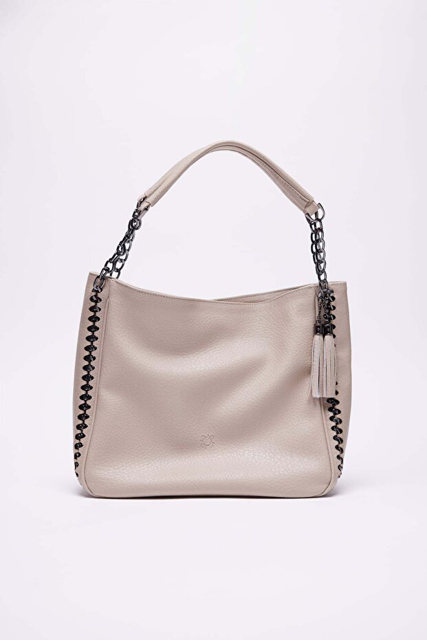 Women's Chain Detailed Faux Leather Shoulder Bag