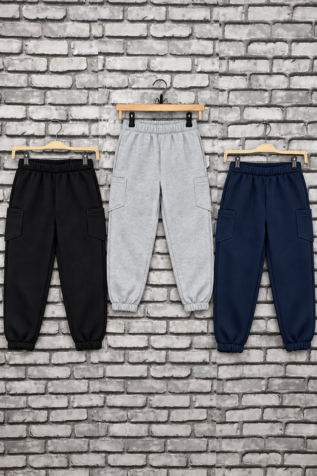 Kids Sweatpants Triple Pack (Black, Grey, Navy Blue)