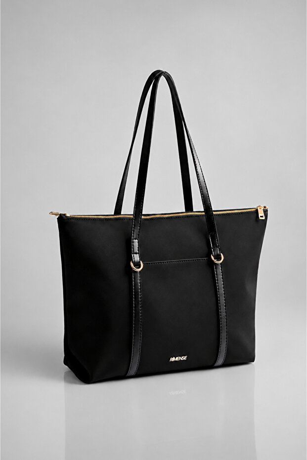 Women's Black Lined Hand and Shoulder Bag