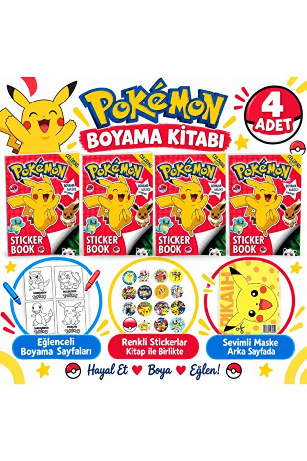 4 Pokemon Coloring Books 16 Pages
