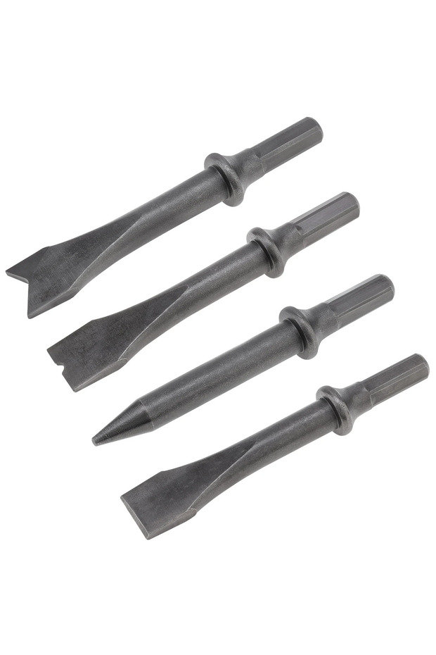as shown 4pcs/set Air Hammer Chisel Set Hexagonal Shank Heavy Duty Air Impact Head for Rusting Remov