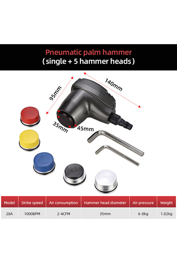 28A with 5pcs Multipurpose Handheld Air Hammer Pneumatic Palm Hammer Palm Treasure Sheet Metal Tire