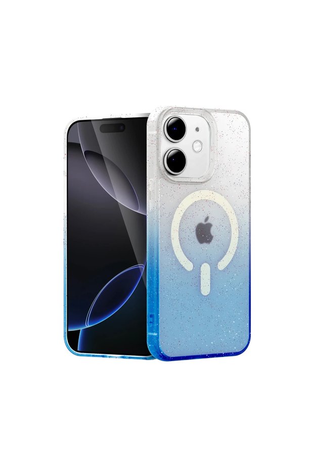غطاء آيفون 11 من أبل - غطاء ماج سيف اللامع - أزرق