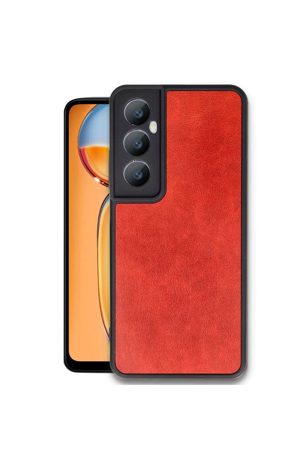 غطاء حماية جلدي من Realme C65 - أحمر