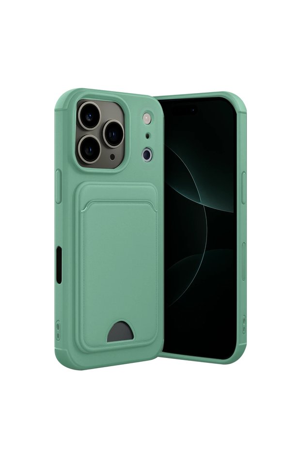 Apple iPhone 17 Pro Max Kelvin Silicone with Business Card Holder - Light Green
