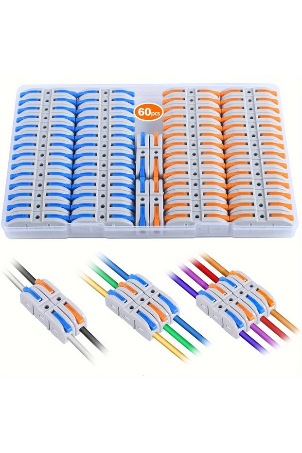 Line Connector 10P Lever Wire Connectors, 10pcs/60pcs Inline Wire Connectors Kit for Quick Connect,