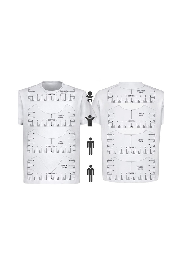 8pcs- Ruler T-Shirt Stitching Ruler, V-Neck Round Neck PVC Calibration Ruler, T Shirt Ruler Alignmen