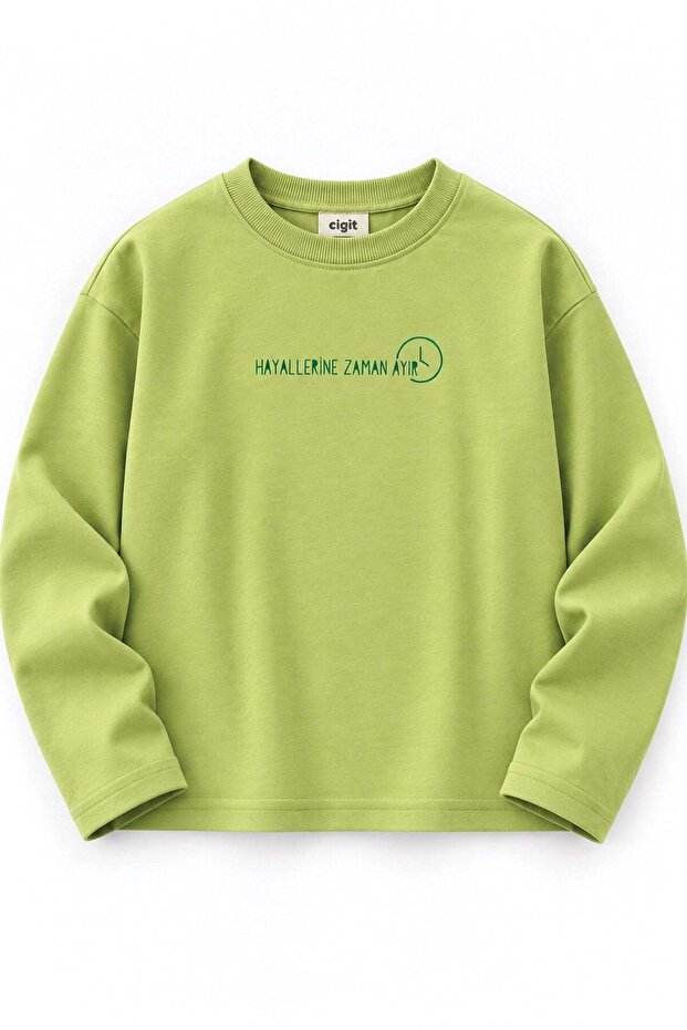 Slogan Long Sleeve T-Shirt 2-10 Years Lime