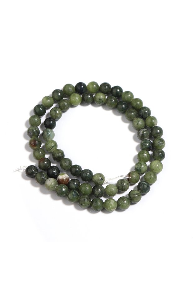 6mm 1 Strand/Lot Natural Green Southern Jade Stone Beads Round Loose Spacer Bead for DIY Bracelet Ne