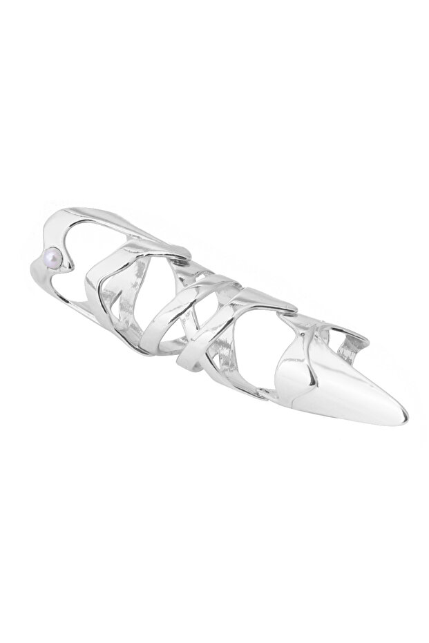 Silvery Punk Gothic Knuckles Ring Rock Mechanical Armor Ring Cosplay Accessories Props Fashion Men A