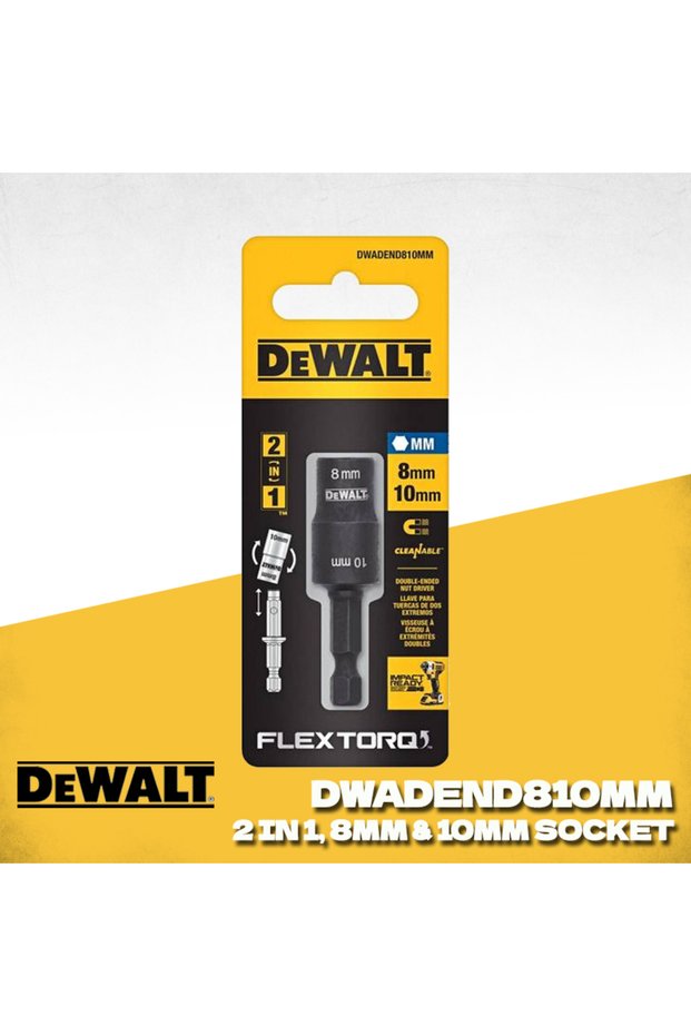 DWADEND810MM DWADEND810MM FLEXTORQ 2 in 1 8/10 MM Socket Double Ended Nut Driver Short