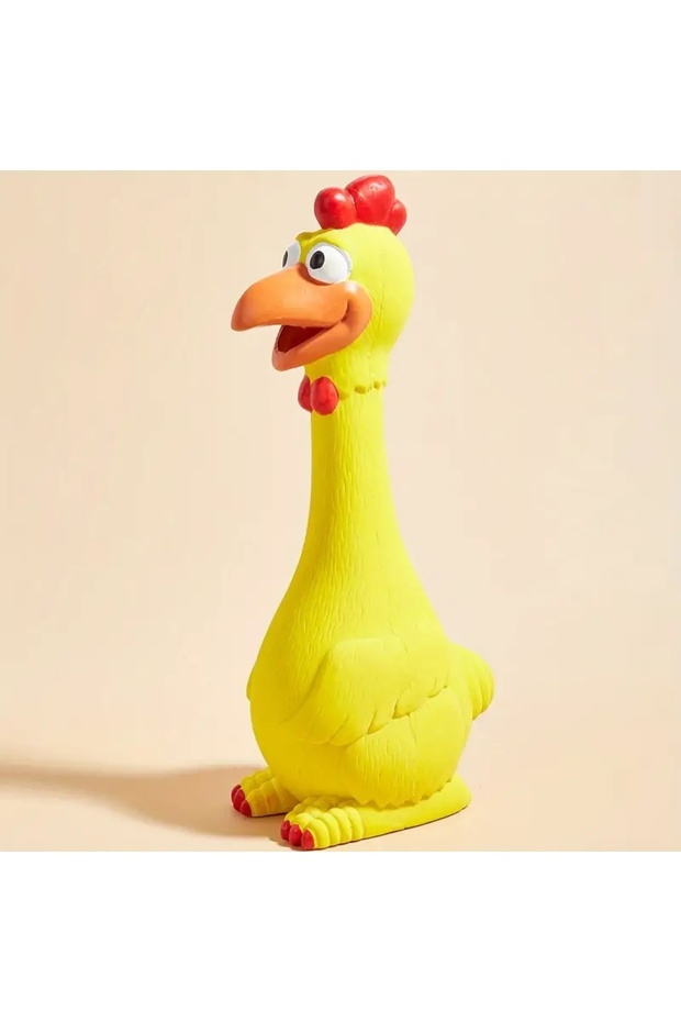 Yellow Chicken Large Cartoon Latex Screaming Chicken Duck Dog Chew Toy - Durable Natural Constructi