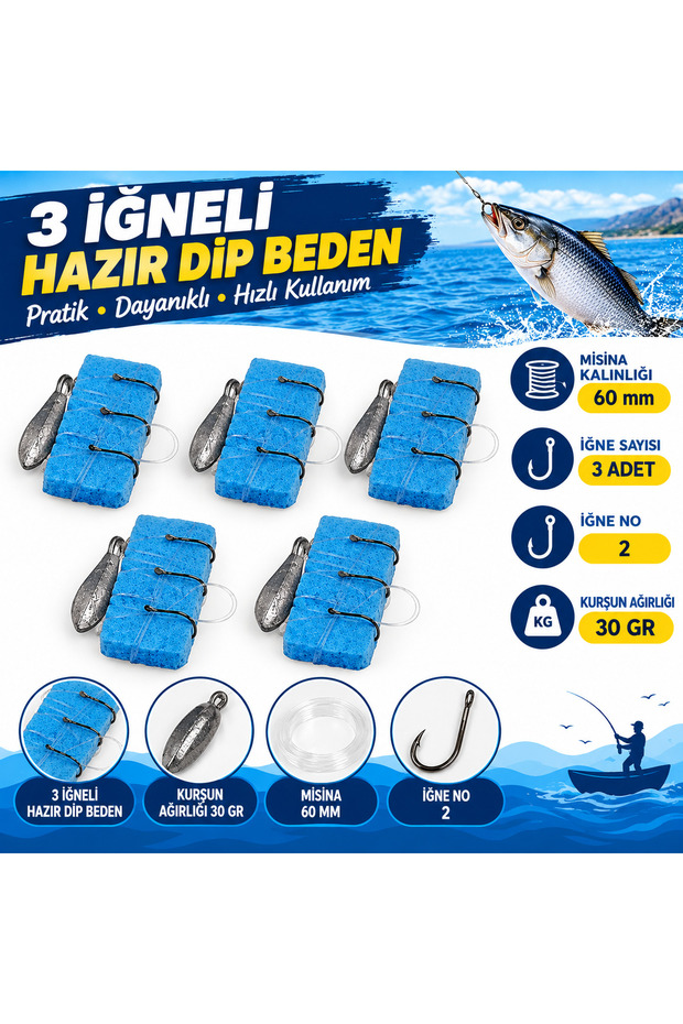 5 ADET ÜÇ İĞNELİ HAZIR DİP BEDEN