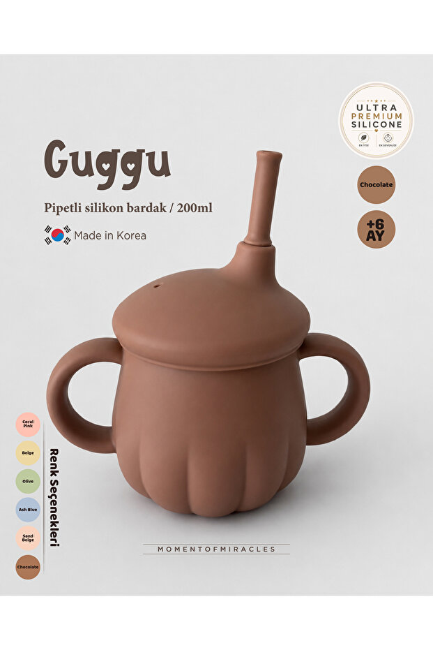 Guggu Ultra Premium Silicone Drinking Cup with Straw (200 ml)