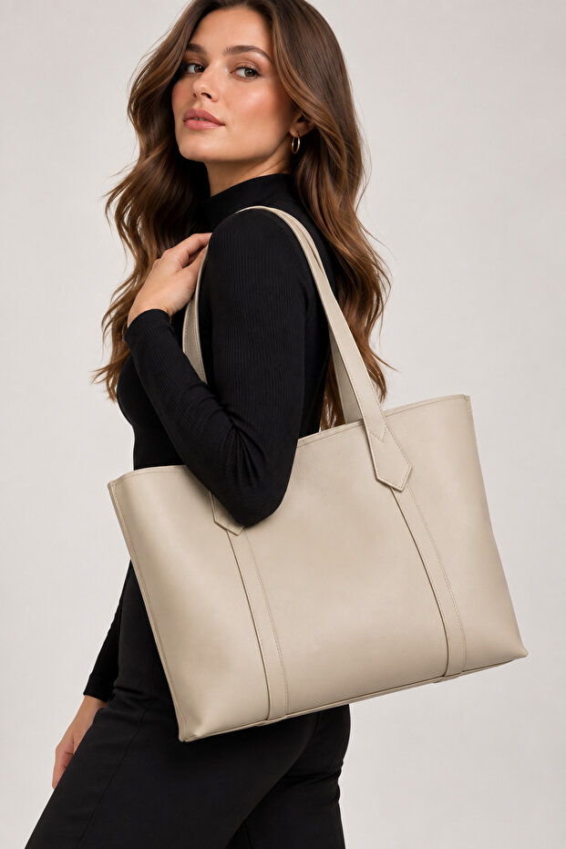 MINK LARGE ZIPPERED FENCE Closure Faux Leather SHOULDER BAG