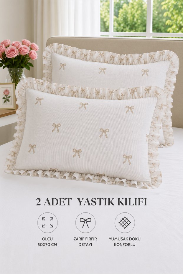2-Pack Cotton Ruffled Pillowcases 50X70