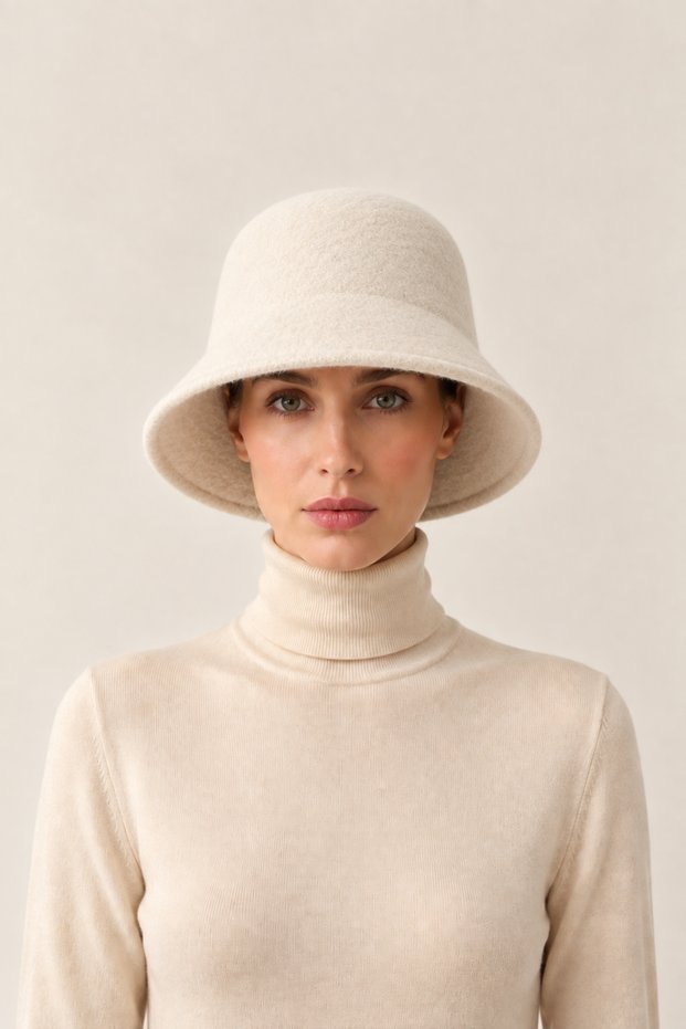 Women's Cashmere Bucket Hat – Soft Textured Minimal Bucket Hat |   Winter Stylish and Timeless Design