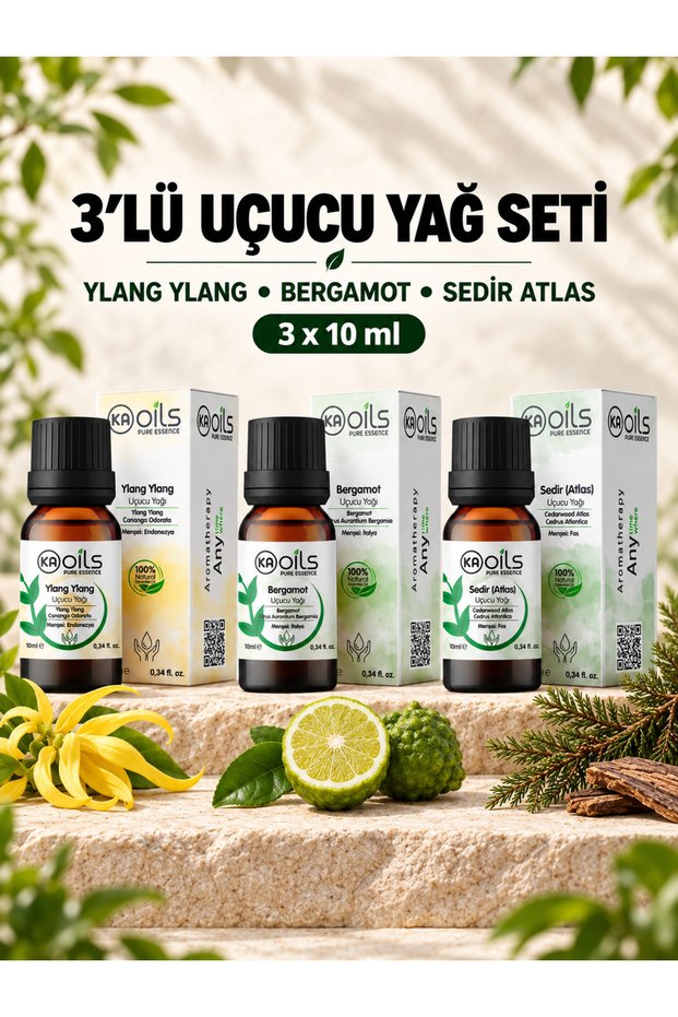 Aromatherapy 100% Pure and Natural Essential Oil Series - Ylang Ylang, Bergamot, Cedar Atlas 10 ml