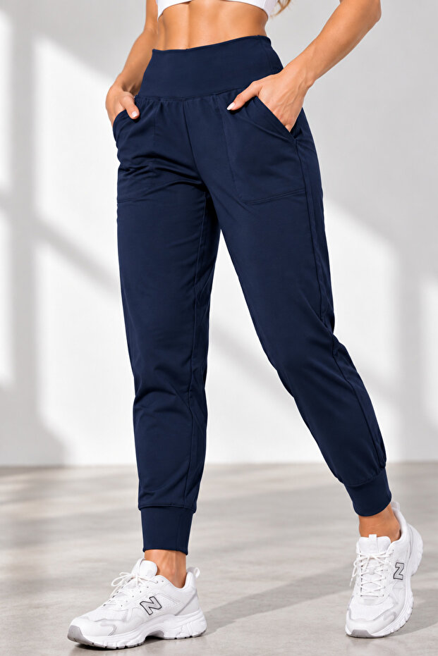 Women's Sweatpants High Waist Jogger Scuba Fabric Relaxed Fit Jogger Sweatpants with Pockets