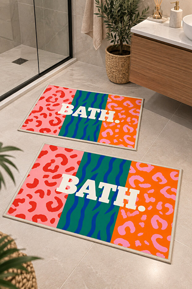 Digital Printing Washable Non-Slip Base 2-Piece Bathroom Mat Set 40X60 60X100