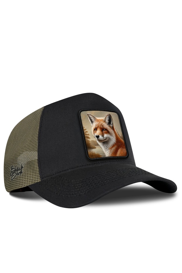 Fox Logo Khaki-Black Trucker Hat